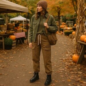 NWT Risen Cocoa Cargo Straight Leg Jeans Sz 0 & 1 Y2K Streetwear Utility